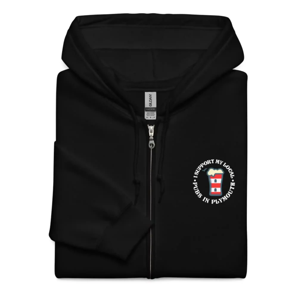I Support My Local Front and Back Print Unisex Heavy Blend Black Zip Hoodie