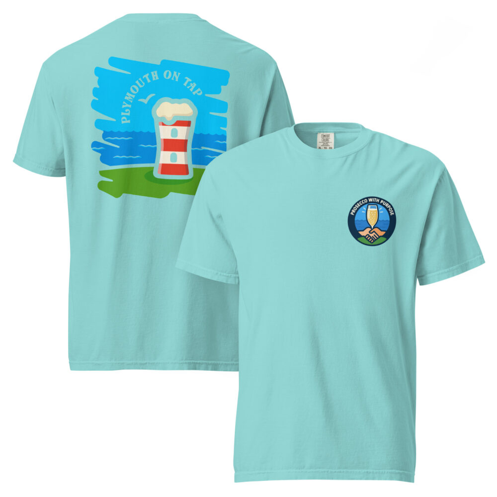 Prosecco with Purpose Front & Back Print Unisex Teal T-Shirt